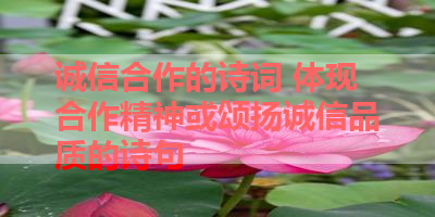 诚信合作的诗词 体现合作精神或颂扬诚信品质的诗句 