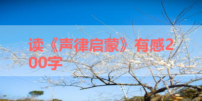 读《声律启蒙》有感200字 