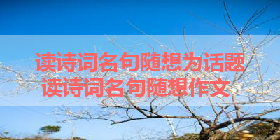 读诗词名句随想为话题 读诗词名句随想作文