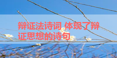 辩证法诗词 体现了辩证思想的诗句