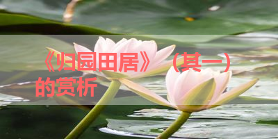 《归园田居》（其一）的赏析 