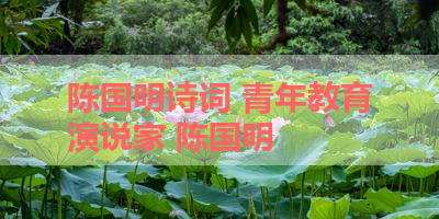 陈国明诗词 青年教育演说家 陈国明