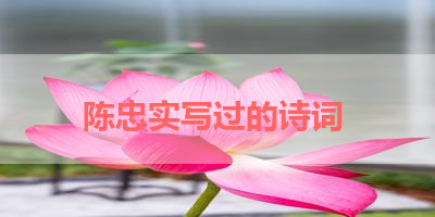 陈忠实写过的诗词 