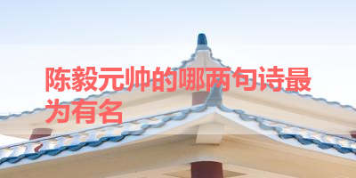 陈毅元帅的哪两句诗最为有名 