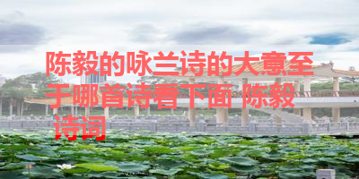 陈毅的咏兰诗的大意至于哪首诗看下面 陈毅 诗词