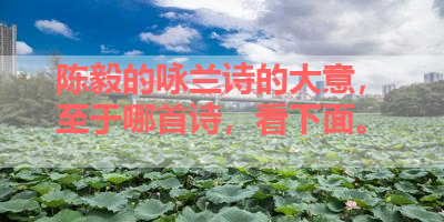 陈毅的咏兰诗的大意，至于哪首诗，看下面。 