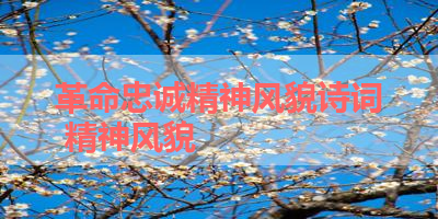 革命忠诚精神风貌诗词 精神风貌
