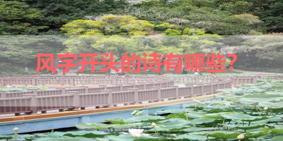 风字开头的诗有哪些？ 
