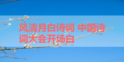 风清月白诗词 中国诗词大会开场白