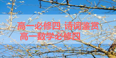 高一必修四_诗词鉴赏 高一数学必修四
