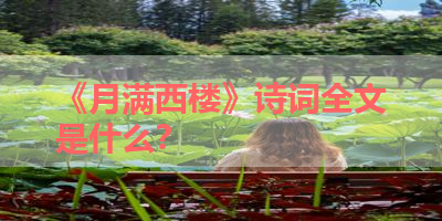 《月满西楼》诗词全文是什么？ 