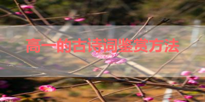 高一的古诗词鉴赏方法 