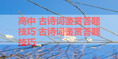 高中 古诗词鉴赏答题技巧 古诗词鉴赏答题技巧