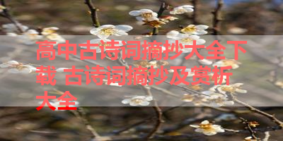 高中古诗词摘抄大全下载 古诗词摘抄及赏析大全