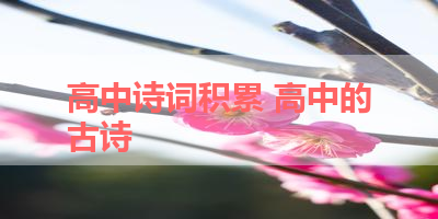 高中诗词积累 高中的古诗