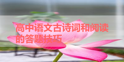 高中语文古诗词和阅读的答题技巧 