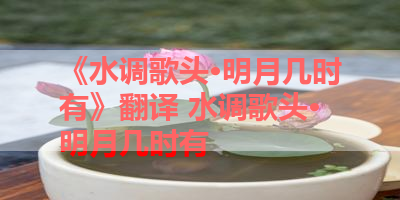 《水调歌头·明月几时有》翻译 水调歌头·明月几时有