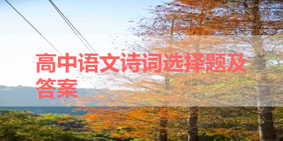 高中语文诗词选择题及答案 