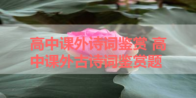高中课外诗词鉴赏 高中课外古诗词鉴赏题