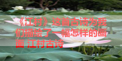 《江村》这首古诗为我们描绘了一幅怎样的画面 江村古诗