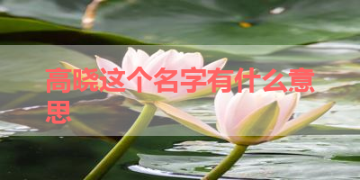 高晓这个名字有什么意思 