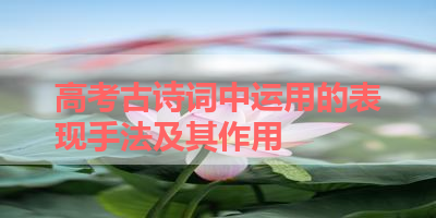 高考古诗词中运用的表现手法及其作用 