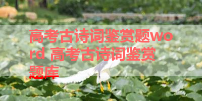 高考古诗词鉴赏题word 高考古诗词鉴赏题库