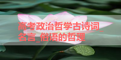 高考政治哲学古诗词_名言_俗语的哲理 