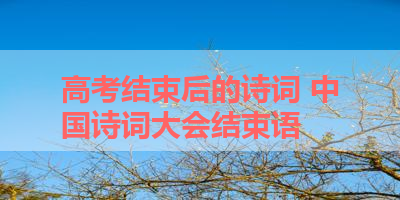 高考结束后的诗词 中国诗词大会结束语