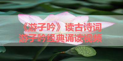 《游子吟》读古诗词 游子吟经典诵读视频