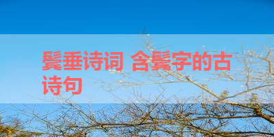 鬓垂诗词 含鬓字的古诗句 