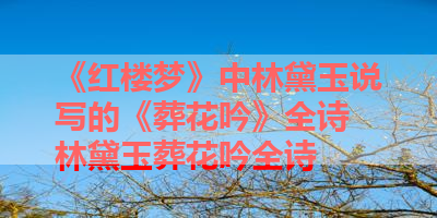 《红楼梦》中林黛玉说写的《葬花吟》全诗 林黛玉葬花吟全诗