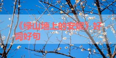 《绿山墙上的安妮》好词好句 
