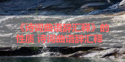 《诗词曲语辞汇释》的性质 诗词曲语辞汇释