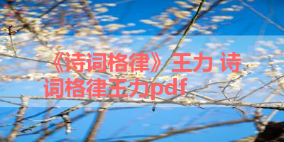 《诗词格律》王力 诗词格律王力pdf