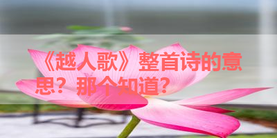《越人歌》整首诗的意思？那个知道？ 