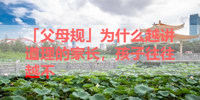 「父母规」为什么越讲道理的家长，孩子往往越不 