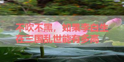 不吹不黑，如果李白生在三国乱世能有多高 