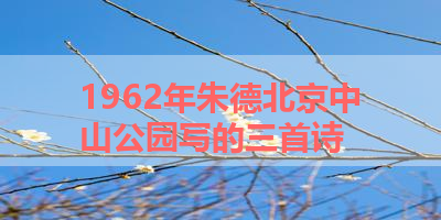 1962年朱德北京中山公园写的三首诗 