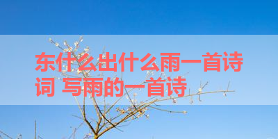 东什么出什么雨一首诗词 写雨的一首诗 