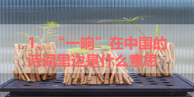 1、“一晌”在中国的诗词里边是什么意思 