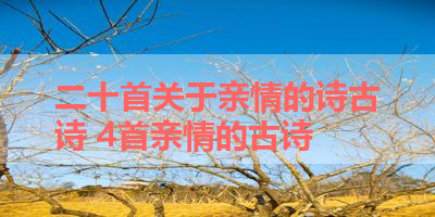 二十首关于亲情的诗古诗 4首亲情的古诗