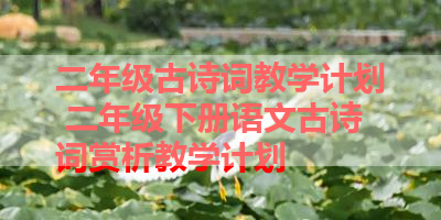 二年级古诗词教学计划 二年级下册语文古诗词赏析教学计划 