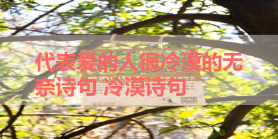 代表爱的人很冷漠的无奈诗句 冷漠诗句