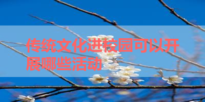 传统文化进校园可以开展哪些活动 
