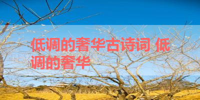 低调的奢华古诗词 低调的奢华