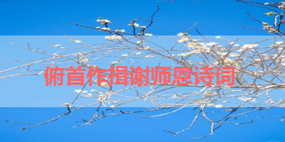 俯首作揖谢师恩诗词 