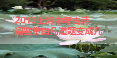 2013上海中考古诗词鉴赏由几道题变成几 