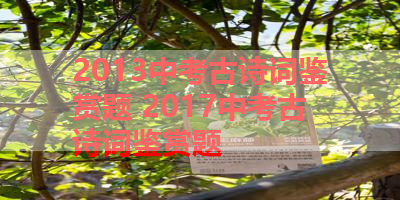 2013中考古诗词鉴赏题 2017中考古诗词鉴赏题