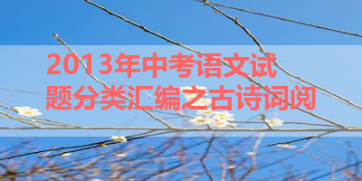 2013年中考语文试题分类汇编之古诗词阅 
